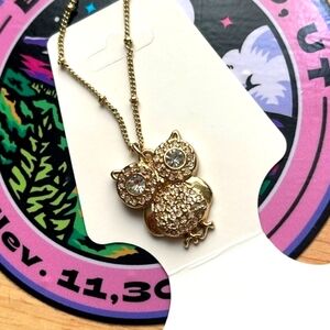 Sugarfix by Baublebar Gold And Rhinestone Owl Necklace, NWOT